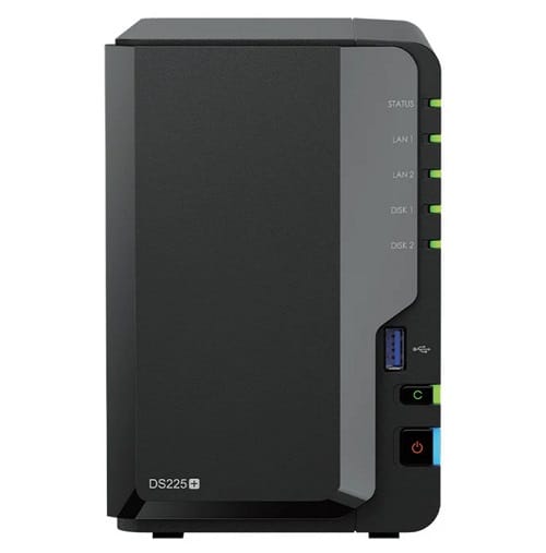 Synology DiskStation DS225+ 2-Bay 3.5" Diskless, Intel Celeron CPU, 2GB RAM, 1x 2.5GbE, 1x 1GbE, 2x USB 3.2