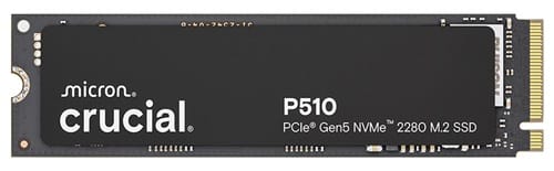 1754008982.jpg Crucial CT1000P510SSD8, P510 G5 2280 NVMe M.2 SSD, 1TB, Read Speed:11,000MB/s, Write Speed:9,500MB/s, 600TBW, MTTF: 15,00,000 Hours