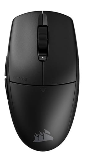Corsair CH-931F000-AP, M55 Lightweight Wireless Gaming Mouse, Compact Symmetrical Shape, 24K DPI, 300 IPS, 6 Programmable Buttons, 2.4GHz SLIPSTREAM Wireless/Bluetooth Connectivity, Up to 400hrs Battery Life