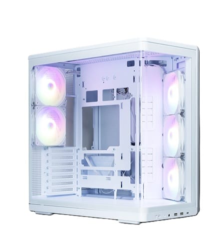 Zalman P60 WHITE, ATX, Mid Tower, Tempered Glass, Drive Bays: 1 x Combo(2.5'' or 3.5''), 1 x 2.5'', 2 x 3.5'', Expansion Slots: 7, Fan: 120mm, Compatible: ATX / mATX / Mini-ITX, White