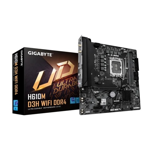 Gigabyte H610M D3H WIFI DDR4 1.0, Micro-ATX, Intel LGA 1700, 2x DDR4, 2x M.2, 4x SATA3, 1x PCIe, 2x USB-A 3.2, 1x HDMI, 1GbE LAN, WIFI 5, BT 5.1, Smart Fan 6, Anti-Sulfur Resistors Design