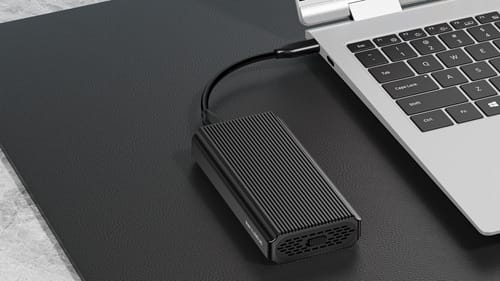 VOLANS VL-UCM2-U4S, USB4 40Gbps M.2 SSD NVMe PCIe Enclosure, Aluminum Casing, Built-in Cooling Fan, Hybrid USB-C/USB-A to USB-C Cable, Support up to 4TB, Compatible with Thunderbolt 3 and 4