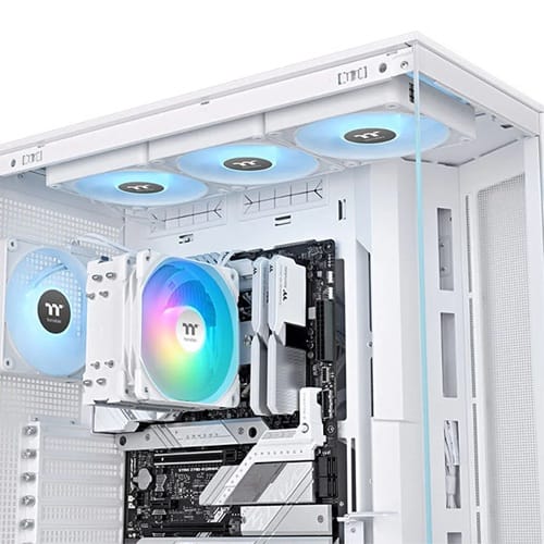 Thermaltake CL-P143-AL12SW-A, UX400 ARGB CPU Cooler White Edition, Fan: 120mm, Airflow: 62.72 CFM, Noise Level: 25 dBA, Compatibility: Intel; LGA 1851/1700/1200/1156/1155/1151/1150, AMD; AM5/AM4/FM2/FM1/AM3+/AM3/AM2+/AM2