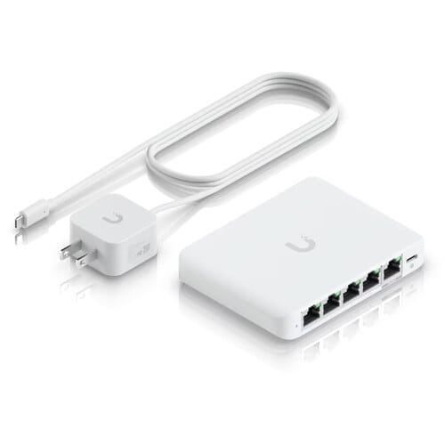 41740978469.jpg Ubiquiti Flex Mini 2.5G 5, Flex Mini 2.5G 5-Port Managed Network Switch, 4x2.5 GbE Ports, 1x2.5 GbE PoE Input Port for Power