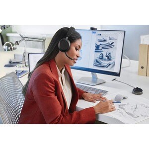 Jabra 27599‑999‑989, Evolve2 75 MS Stereo Headset with Charging Stand, USB‑A, Bluetooth, 2 Year Warranty