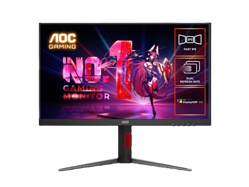 *Sale Till 30th June 2026* AOC U27G4, 27" 4K UHD Dual Refresh Rate Gaming Monitor, 3840x2160, 16:9, 0.3ms, 320Hz, Adaptive Sync, 2xHDMI, 1xDP, VESA, Height Adjustable, Pivot, Swivel, Tilt, 3 Year Warranty