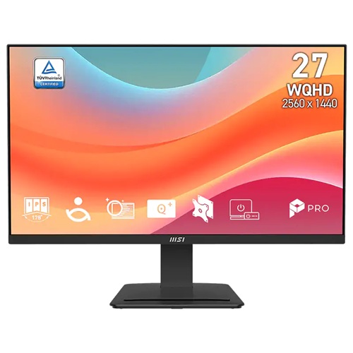 MSI PRO MP273Q E7, 27" QHD IPS Monitor, 2560x1440, 16:9, 1ms, 75Hz, Adaptive Sync, 2xHDMI, 1xDP, VESA, Tilt, 3 Year Warranty