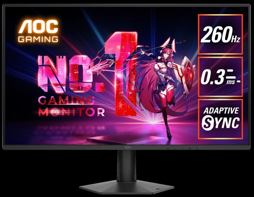 *Sale Till 30th June 2026* AOC 27G50Z, 27" FHD Fast IPS Gaming Monitor, 1920x1080, 16:9, 0.3ms, 260Hz, Adaptive Sync, 1xHDMI, 1xDP, VESA, Tilt, 3 Year Warranty