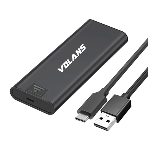 Volans VL-U3M2-S, Aluminum M.2 SATA SSD to USB-C External Enclosure, 1 Year Warranty