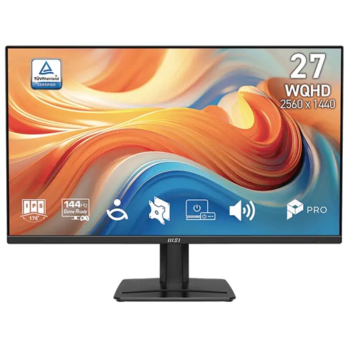 MSI PRO MP275Q E14, 27" WQHD IPS Monitor, 2560x1440, 16:9, 1ms, 144Hz, Adaptive Sync, 2xHDMI, 1xDP, Speakers, VESA, Tilt, 3 Year Warranty