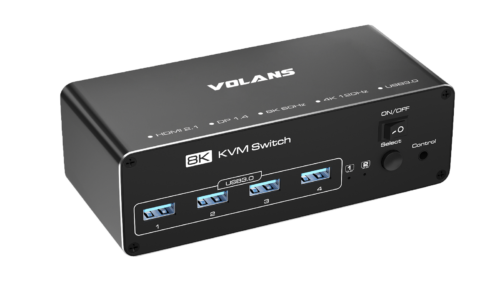 VOLANS VL-KVM9 HDMI and DP Dual Monitor (8K@60Hz) KVM Switch with 4xUSB3.0, 1 Year Warranty
