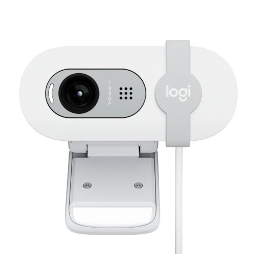 Logitech 960-001618, Brio 100 Webcam, 2MP, FHD, Built-in-Mic, Noise Reducing, USB, Off White, 1 Year Warranty